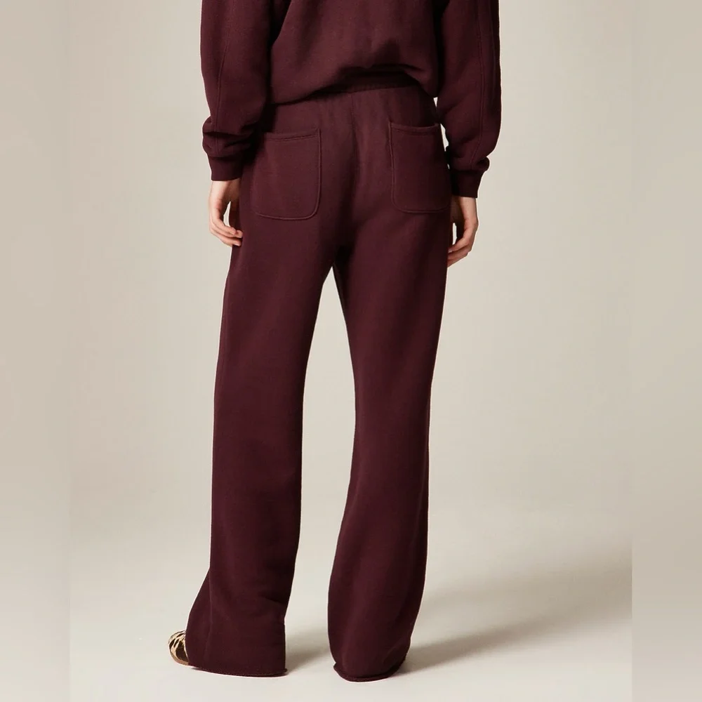 J.Crew Heritage terry wide-leg sweatpant Forest Cherry
